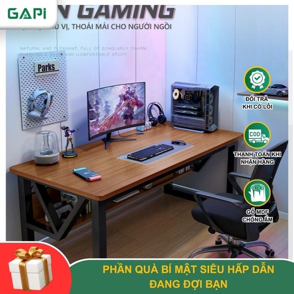 Bàn Gaming Chân Sắt Hộp Gỗ - GM68