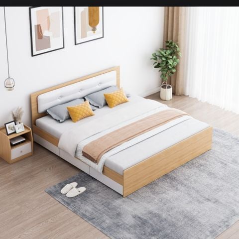 Giường đơn có ngăn kéo vân gỗ trắng chống ẩm GP239A.31