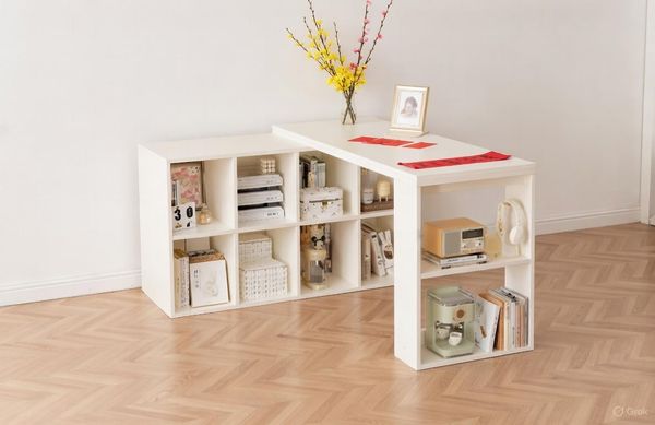 Bàn làm việc tích hợp nhiều tủ đề đồ 6-8 ngăn xoay 360 độ - Nội thất IGA - GP368