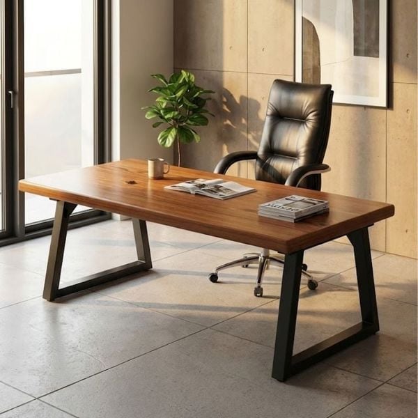 Bàn Văn Phòng Khung Sắt Sơn Tĩnh Điện Mặt Gỗ Công Nghiệp Chống Xước - Nội Thất IGA GM121