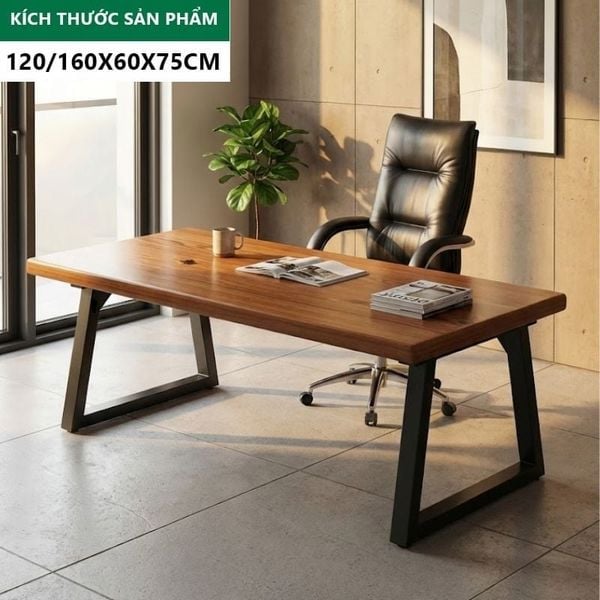 Bàn Văn Phòng Khung Sắt Sơn Tĩnh Điện Mặt Gỗ Công Nghiệp Chống Xước - Nội Thất IGA GM121