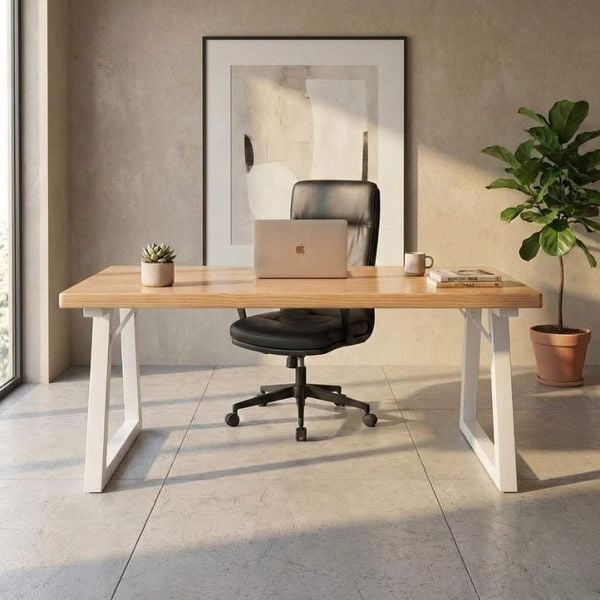 Bàn Văn Phòng Khung Sắt Sơn Tĩnh Điện Mặt Gỗ Công Nghiệp Chống Xước - Nội Thất IGA GM121