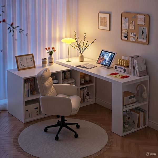 Bàn làm việc tích hợp nhiều tủ đề đồ 6-8 ngăn xoay 360 độ - Nội thất IGA - GP368