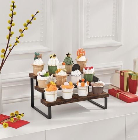 Kệ décor mô hình màu gỗ cháy - GM214