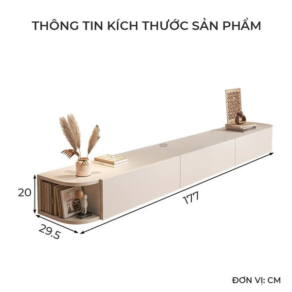 Kệ Tivi Treo Tường 3 Cánh Mở Trắng Sang Trọng Phòng Khách GAPI - GP326