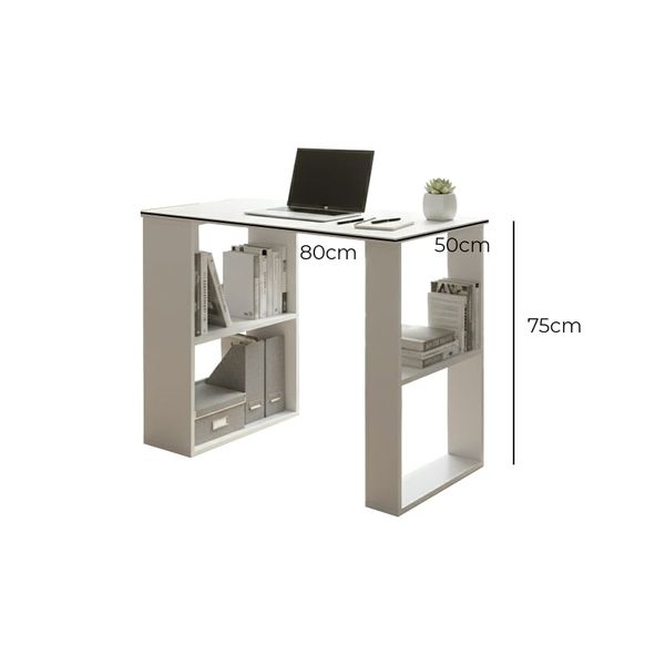 Bàn làm việc full trắng có kệ sách 2 bên hông tiện lợi - GP417