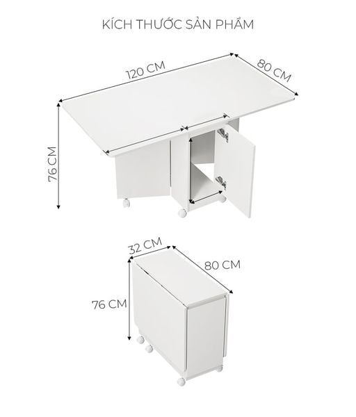 Bàn Ăn Gấp Gọn Thông Minh Cho Mọi Không Gian - GP372 (KHÔNG KÈM GHẾ )