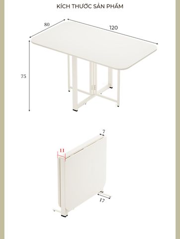Bàn Ăn Thông Minh Gấp Gọn Full Trắng Tinh Tế - GM202