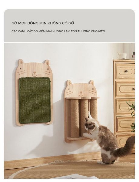 [Giảm giá 60%] Thảm Cào Móng Treo Tường Hình Mèo Bảo Vệ Nội Thất - GU2