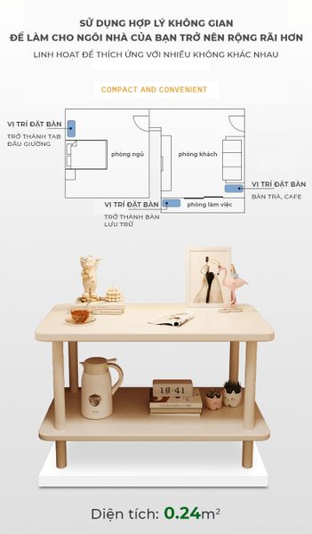Bàn Trà Chân Sắt 2 Tầng Trắng Sang Trọng Cho Phòng Khách - GM143