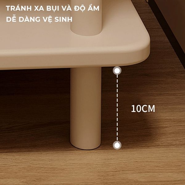 Bàn Trà Chân Sắt 2 Tầng Trắng Sang Trọng Cho Phòng Khách - GM143