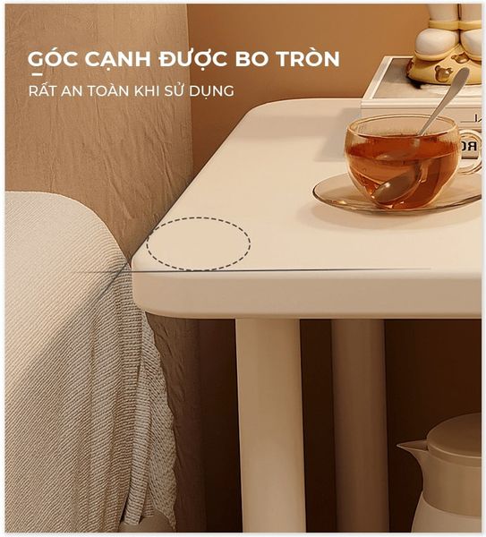 Bàn Trà Chân Sắt 2 Tầng Trắng Sang Trọng Cho Phòng Khách - GM143