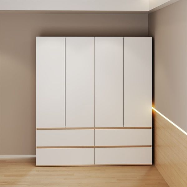 Tủ Quần Áo 4 Cánh To 4 Ngăn Trắng Vân Gỗ - GP327