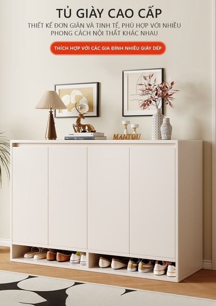Tủ Giày Lớn Gỗ MDF Cánh Mở Trắng Sang Trọng, Hiện Đại GAPI - GP316