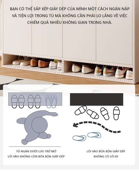 Tủ Giày Lớn Gỗ MDF Cánh Mở Trắng Sang Trọng, Hiện Đại GAPI - GP316