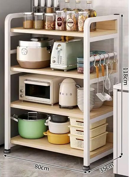 [Giảm giá 60%] Kệ nhà bếp 4 tầng khung trắng vân gỗ GM174B.13