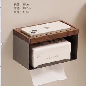 Hộp đựng giấy nhà tắm 1 tầng L18 đen óc chó GM184A.26