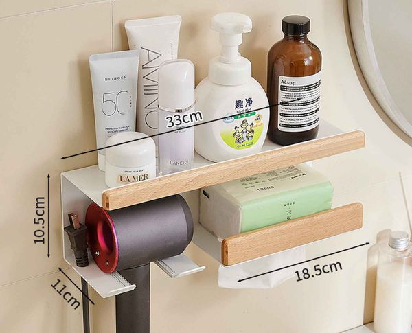 Kệ nhà tắm kim loại kết hợp gỗ vân sồi - GM197