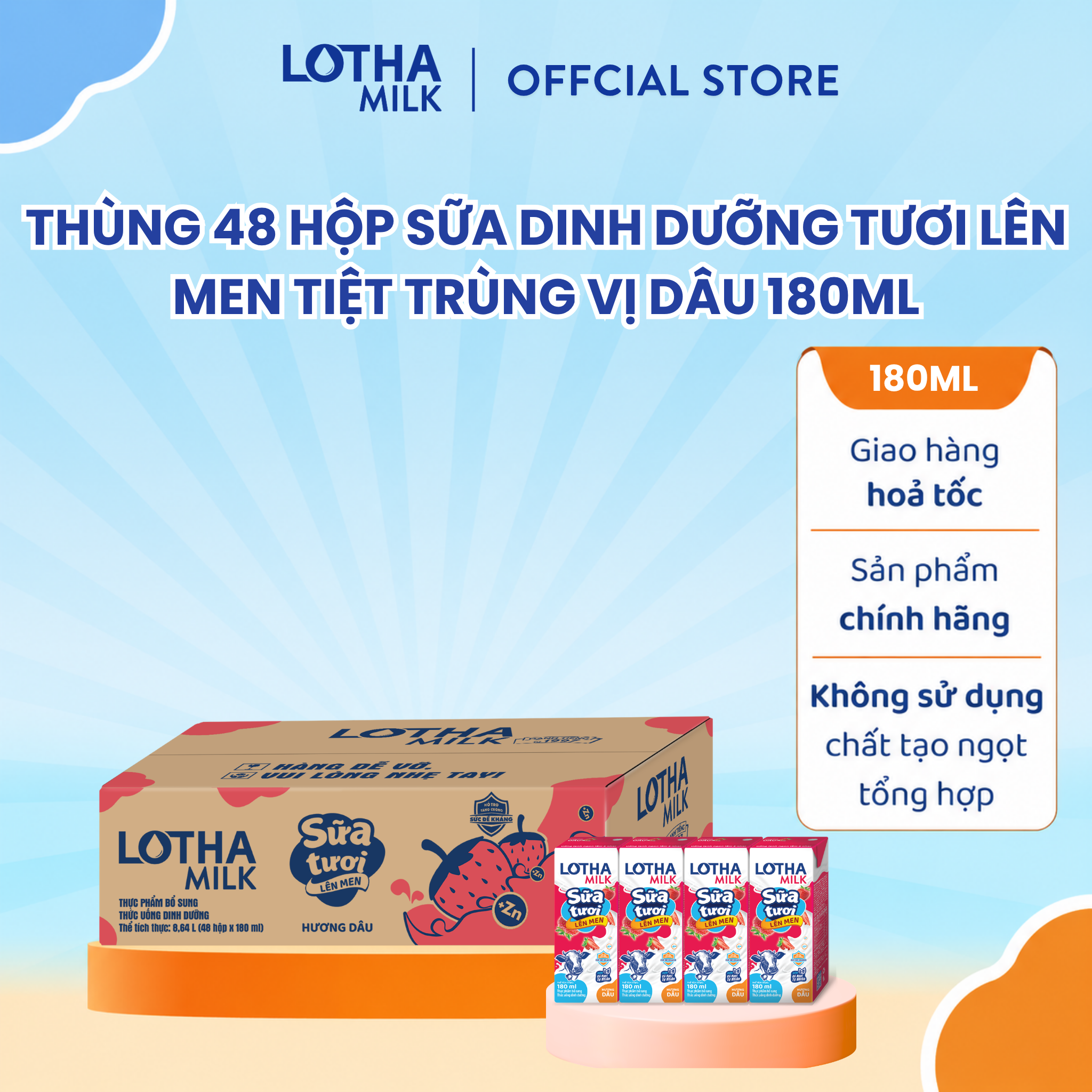  SULM Tiệt trùng Lothamilk Dâu 180ml 