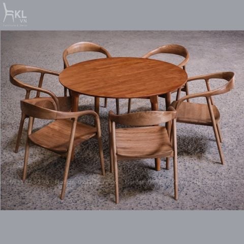  Bộ Bàn Ăn Tròn Gỗ Tự Nhiên SKDS52 