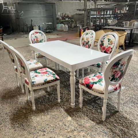  Bộ Bàn Ghế Louis Gỗ Tự Nhiên SKDS47 