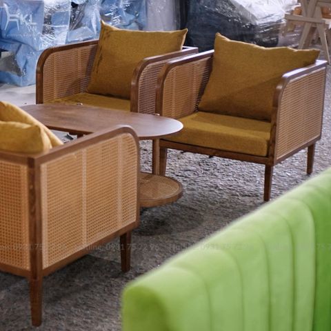  Bộ Sofa Gỗ Đan Mây Mắt Cáo SKSS09 