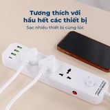 Ổ Cắm Điện Đa Năng Dreamm J01U Chống Giật, Dây 3M, Công Suất 2800W, 3USB x Type C, Chống Cháy 