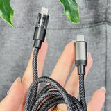  Dây cáp dù sạc nhanh WisdomUp Type C & Lighning hiển thị công suất dài 1m2 (SJX-47T) 