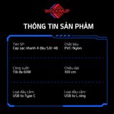  Dây cáp sạc nhanh 4in1 Wisdomup PD60W Hợp kim nhôm, Dây dù Carbon chống đứt 1M2 (SJX-48) 