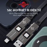  Dây cáp sạc nhanh 4in1 Wisdomup PD60W Hợp kim nhôm, Dây dù Carbon chống đứt 1M2 (SJX-48) 