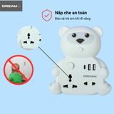  Đèn ngủ đa năng 4in1 hình gấu Dreamm tích hợp cắm điện, Typc-C x USB - TB-204 
