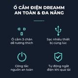  Ổ cắm điện đa năng Dreamm A37-2.1A 3USB x Type C, Chống cháy, công suất tối đa 2800W 