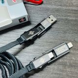  Dây cáp sạc nhanh 4in1 Wisdomup PD60W Hợp kim nhôm, Dây dù Carbon chống đứt 1M2 (SJX-48) 
