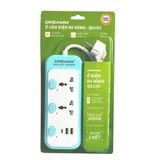  Ổ Cắm Điện USB Đa Năng Dreamm Q613U Chống Giật Dây Dài 2m, Công suất 2000W, 2USB x Type C 
