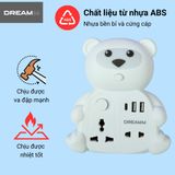  Đèn ngủ đa năng 4in1 hình gấu Dreamm tích hợp cắm điện, Typc-C x USB - TB-204 