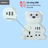  Đèn ngủ đa năng 4in1 hình gấu Dreamm tích hợp cắm điện, Typc-C x USB - TB-204 