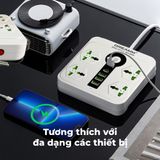  Ổ cắm điện đa năng Dreamm A37-2.1A 3USB x Type C, Chống cháy, công suất tối đa 2800W 
