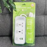  Ổ Cắm Điện USB Đa Năng Dreamm Q613U Chống Giật Dây Dài 2m, Công suất 2000W, 2USB x Type C 