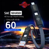  Dây cáp sạc nhanh 4in1 Wisdomup PD60W Hợp kim nhôm, Dây dù Carbon chống đứt 1M2 (SJX-48) 