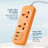  Ổ cắm điện đa năng Dreamm Q002U Chống giật, sạc nhanh USB, dây dài 2m, chịu tải 1500W 