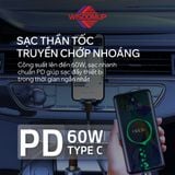  Cáp sạc nhanh Wisdomup Type-C PD60W, dây dù siêu bền, truyền tải dữ liệu nhanh chóng (SJX-38CC) 