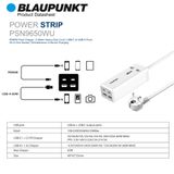  Ổ cắm điện Blaupunkt 2 USB-C + 2 USB-A, sạc nhanh PD65W, Dây 2m, Chống lửa - PSN9650 
