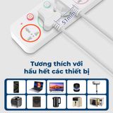  Ổ cắm điện đa năng Dreamm Q715U Chống giật, sạc USB, dây 2m, chịu tải 2000W, có công tắc 