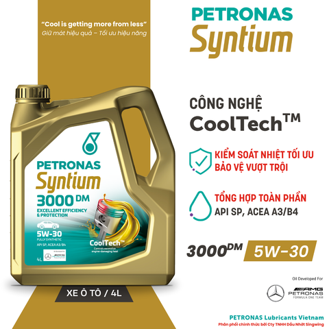 Nhớt xe ô tô PETRONAS Syntium 3000 DM 5W-30 Fully Synthetic 4L