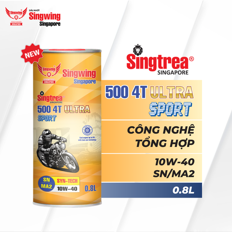 Nhớt xe máy Singtrea 500 4T Sport Ultra 10W40 Lon 0.8L