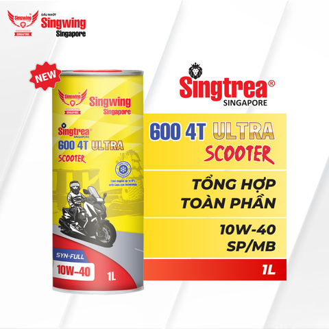  Nhớt xe máy Singtrea 600 4T Scooter Ultra 10W40 SP/MB Syn-Full Lon 1L 