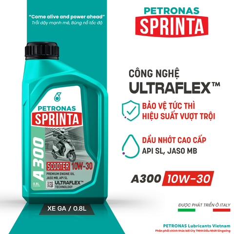 Nhớt xe ga PETRONAS Sprinta A300 10W-30 Premium Engine Oil 0.8L