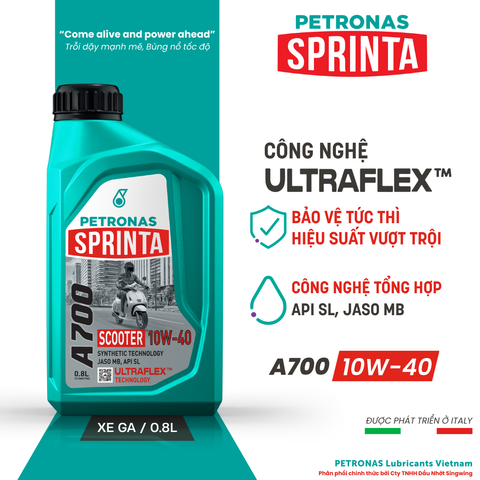 Nhớt xe ga PETRONAS Sprinta A700 10W-40 Synthetic Technology 0.8L