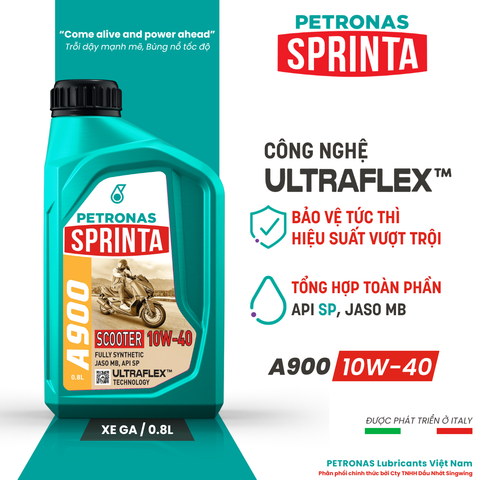  Nhớt xe ga PETRONAS Sprinta A900 10W-40 SP Fully Synthetic 0.8L 