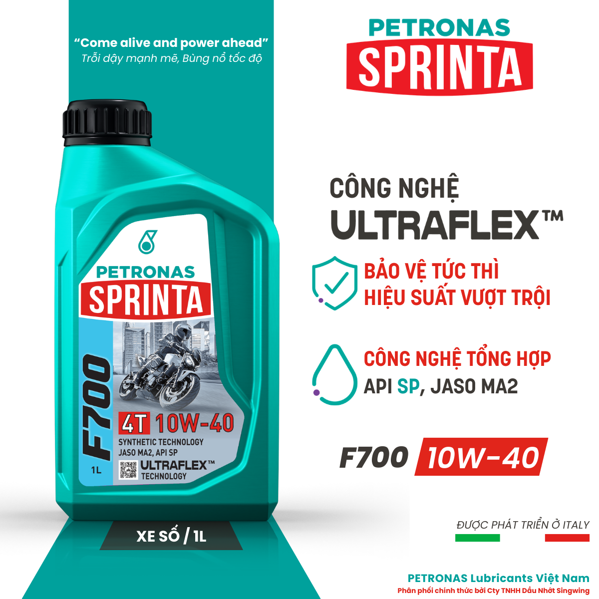  Nhớt xe số PETRONAS Sprinta F700 10W-40 SP Synthetic Technology 1L 